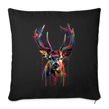 roe deer - Sofa pillowcase 17,3'' x 17,3'' (45 x 45 cm) - black - Front