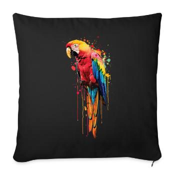 Perroquet - Housse de coussin décorative 45 x 45 cm - noir - Devant