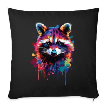 Raton laveur - Housse de coussin décorative 45 x 45 cm - noir - Devant