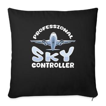 Contrôleur aérien - Housse de coussin décorative 45 x 45 cm - noir - Devant