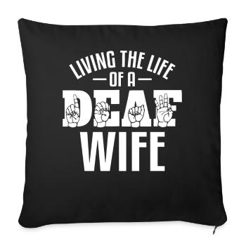 Deaf Pride ASL Sign Language - Sofa pillowcase 17,3'' x 17,3'' (45 x 45 cm) - black - Front