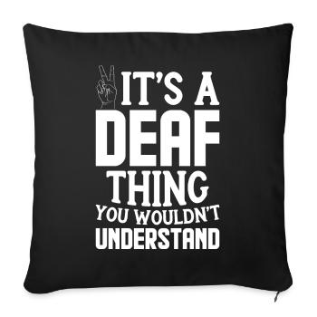 Deaf Pride ASL Sign Language - Sofa pillowcase 17,3'' x 17,3'' (45 x 45 cm) - black - Front