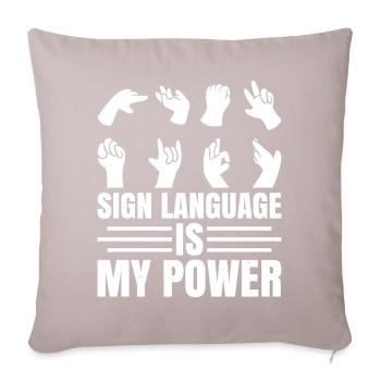 Deaf Pride ASL Gebärdensprache - Sofakissenbezug 45 x 45 cm - helles Taupe - Vorne