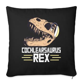 Deaf Pride Cochlear Implant Dinosaur Trex - Sofa pillowcase 17,3'' x 17,3'' (45 x 45 cm) - black - Front