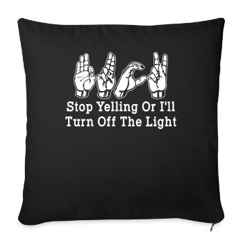 Fierté des sourds Langue des signes ASL - Housse de coussin décorative 45 x 45 cm - noir - Devant