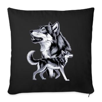 Wolf - Sofakissenbezug 45 x 45 cm - Schwarz - Vorne