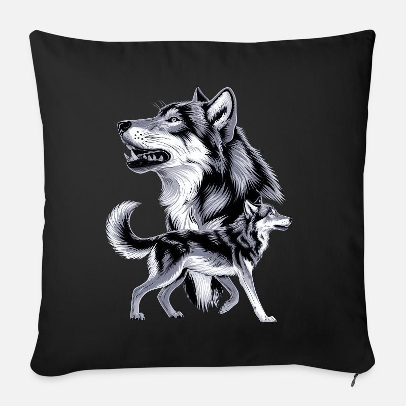 Wolf - Sofakissenbezug 45 x 45 cm - Schwarz