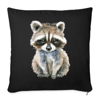 Raton laveur - Housse de coussin décorative 45 x 45 cm - noir - Devant