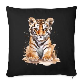 Tiger - Sofa pillowcase 17,3'' x 17,3'' (45 x 45 cm) - black - Front