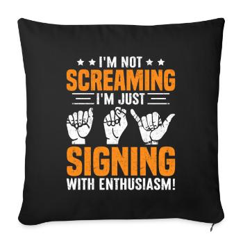 Deaf Pride ASL - Sofa pillowcase 17,3'' x 17,3'' (45 x 45 cm) - black - Front