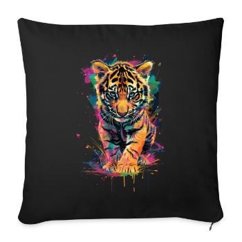 Tiger - Sofa pillowcase 17,3'' x 17,3'' (45 x 45 cm) - black - Front