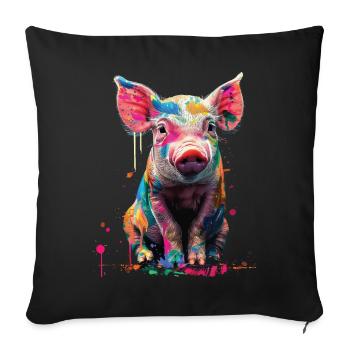 Pig - Sofa pillowcase 17,3'' x 17,3'' (45 x 45 cm) - black - Front