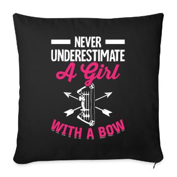 Archery Archer Bow and Arrow A Girl - Sofa pillowcase 17,3'' x 17,3'' (45 x 45 cm) - black - Front