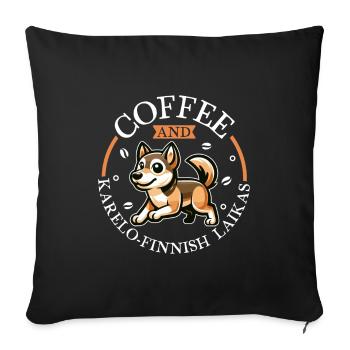 Café et Laïka Karélo-Finlandaise - Housse de coussin décorative 45 x 45 cm - noir - Devant