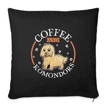 Café et Komondor - Housse de coussin décorative 45 x 45 cm - noir - Devant