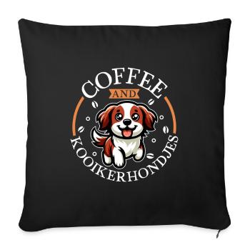 Café et Nederlandse Kooikerhondje - Housse de coussin décorative 45 x 45 cm - noir - Devant