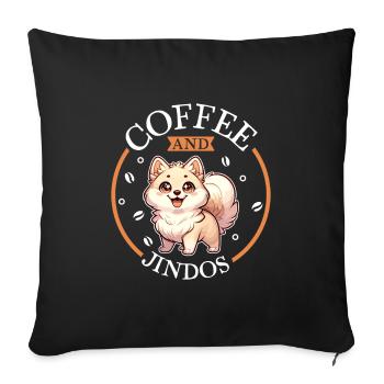 Coffee and Korea Jindo Dog - Sofa pillowcase 17,3'' x 17,3'' (45 x 45 cm) - black - Front