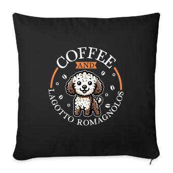 Café et Lagotto Romagnolo - Housse de coussin décorative 45 x 45 cm - noir - Devant