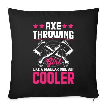 Fille de lancer de hache Fille normale mais cool - Housse de coussin décorative 45 x 45 cm - noir - Devant