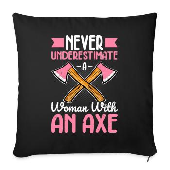 Axe throwing woman axe thrower A woman with a - Sofa pillowcase 17,3'' x 17,3'' (45 x 45 cm) - black - Front
