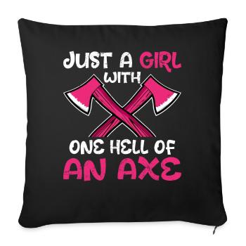 Axe Throwing Girl Hatchet Thrower Girl A Hell - Sofa pillowcase 17,3'' x 17,3'' (45 x 45 cm) - black - Front