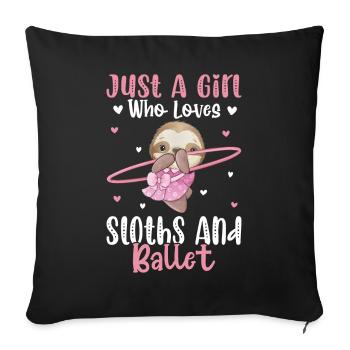 Juste une fille qui aime les paresseux et la danse classique - Housse de coussin décorative 45 x 45 cm - noir - Devant