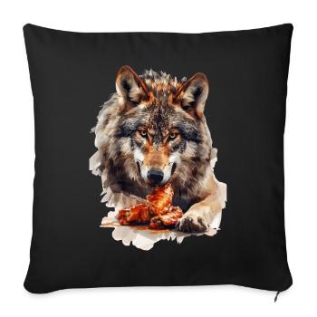 Wolf - Sofakissenbezug 45 x 45 cm - Schwarz - Vorne