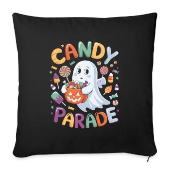 Candy Parade - Fantôme d’Halloween avec des bonbons - Housse de coussin décorative 45 x 45 cm - noir - Devant