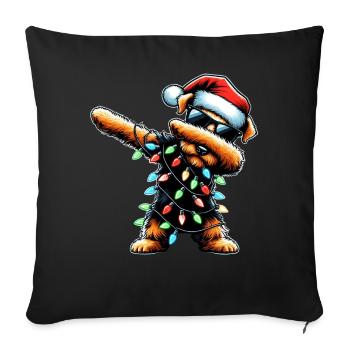 Dabbing Airedale Terrier Dog Christmas Xmas - Sofa pillowcase 17,3'' x 17,3'' (45 x 45 cm) - black - Front