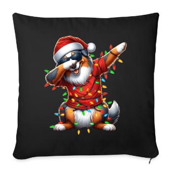 Lunettes de soleil à pois berger australien mignon - Housse de coussin décorative 45 x 45 cm - noir - Devant