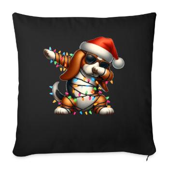 Polka Dot Basset Hound Chien Lunettes de soleil Cute W - Housse de coussin décorative 45 x 45 cm - noir - Devant
