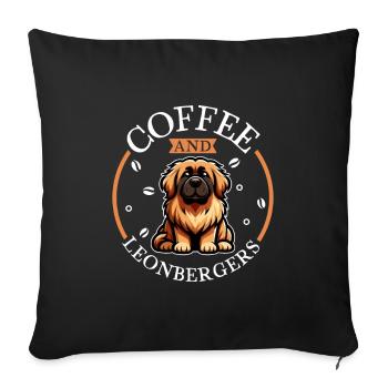 Coffee and Leonberger - Sofa pillowcase 17,3'' x 17,3'' (45 x 45 cm) - black - Front