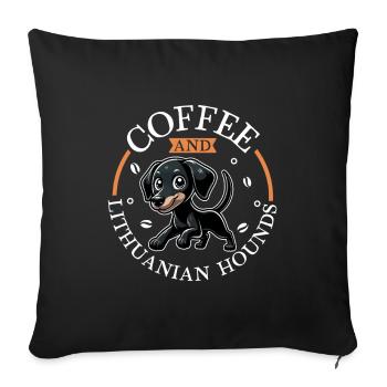Kaffee und Litauische Bracke - Sofakissenbezug 45 x 45 cm - Schwarz - Vorne