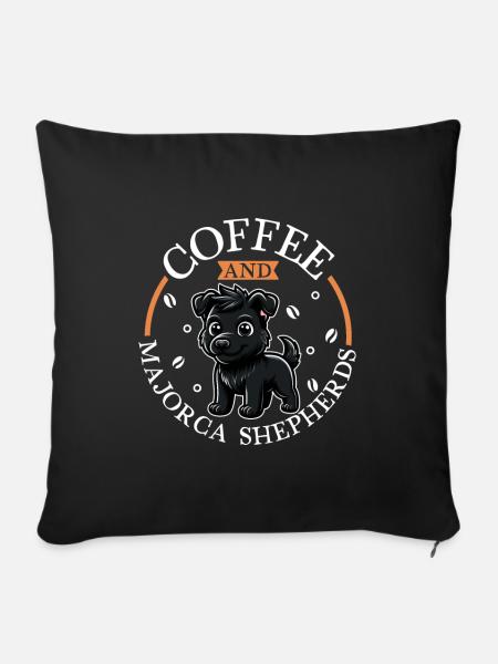 Kaffee und Ca de bestiar - Sofakissenbezug 45 x 45 cm - Schwarz