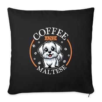 Coffee and Malteser - Sofa pillowcase 17,3'' x 17,3'' (45 x 45 cm) - black - Front