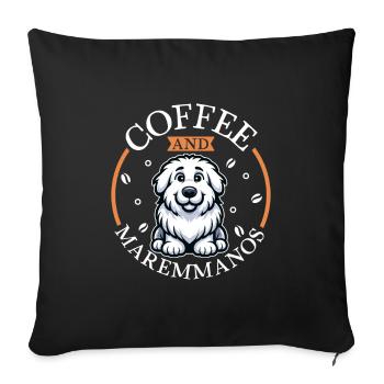 Coffee and Maremma-Abruzzo Shepherd Dog - Sofa pillowcase 17,3'' x 17,3'' (45 x 45 cm) - black - Front