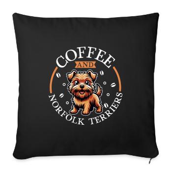 Coffee and Norfolk Terrier - Sofa pillowcase 17,3'' x 17,3'' (45 x 45 cm) - black - Front
