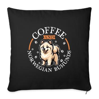 Café et Buhund norvégien - Housse de coussin décorative 45 x 45 cm - noir - Devant