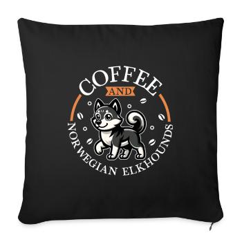 Café et chien d’élan norvégien - Housse de coussin décorative 45 x 45 cm - noir - Devant
