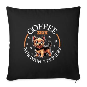 Coffee and Norwich Terrier - Sofa pillowcase 17,3'' x 17,3'' (45 x 45 cm) - black - Front