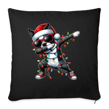 Tupfende Boston Terrier Sonnenbrille Niedliche Wei - Sofakissenbezug 45 x 45 cm - Schwarz - Vorne
