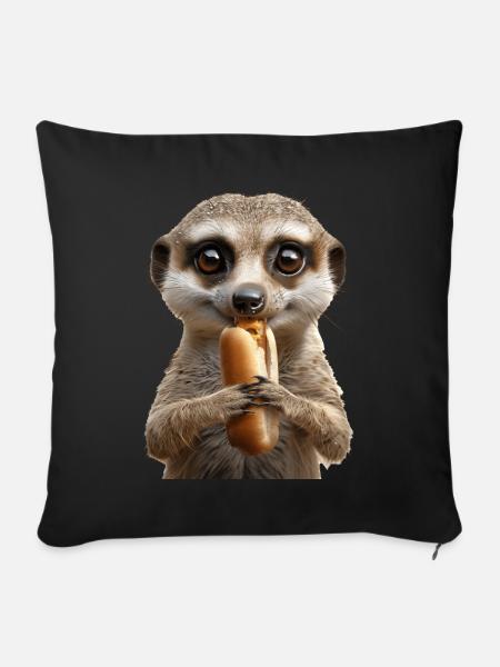 Suricate - Housse de coussin décorative 45 x 45 cm - noir