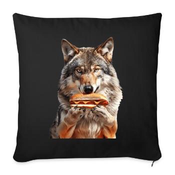 Wolf - Sofakissenbezug 45 x 45 cm - Schwarz - Vorne
