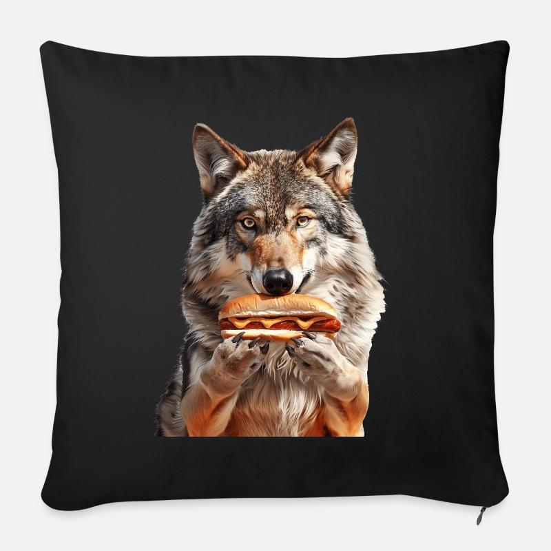 Wolf - Sofakissenbezug 45 x 45 cm - Schwarz