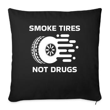 Pneus de fumée Pneus Roues Remplacement de roue - Housse de coussin décorative 45 x 45 cm - noir - Devant
