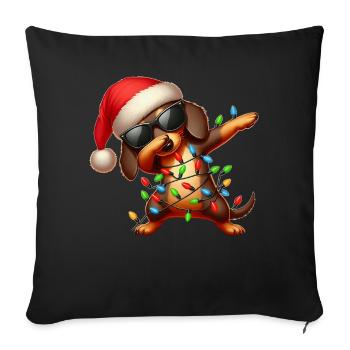 Polka Dot Dachshund Sunglasses Cute Christmas - Sofa pillowcase 17,3'' x 17,3'' (45 x 45 cm) - black - Front