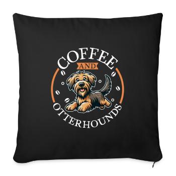 Café et chien loutre - Housse de coussin décorative 45 x 45 cm - noir - Devant