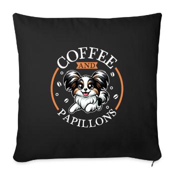 Café et Papillon - Housse de coussin décorative 45 x 45 cm - noir - Devant
