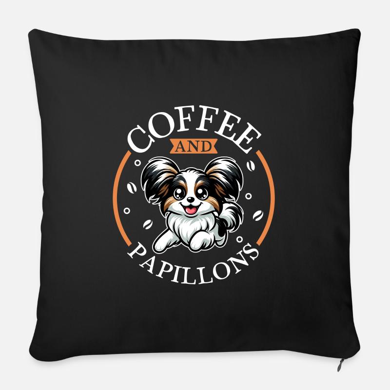 Kaffee und Papillon - Sofakissenbezug 45 x 45 cm - Schwarz