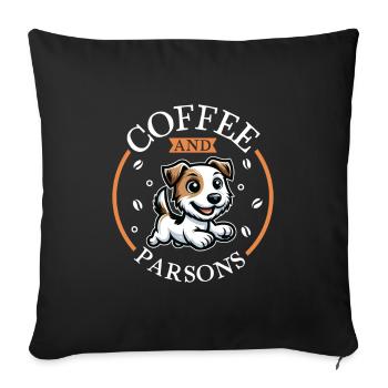 Coffee and Parson Russell Terrier - Sofa pillowcase 17,3'' x 17,3'' (45 x 45 cm) - black - Front